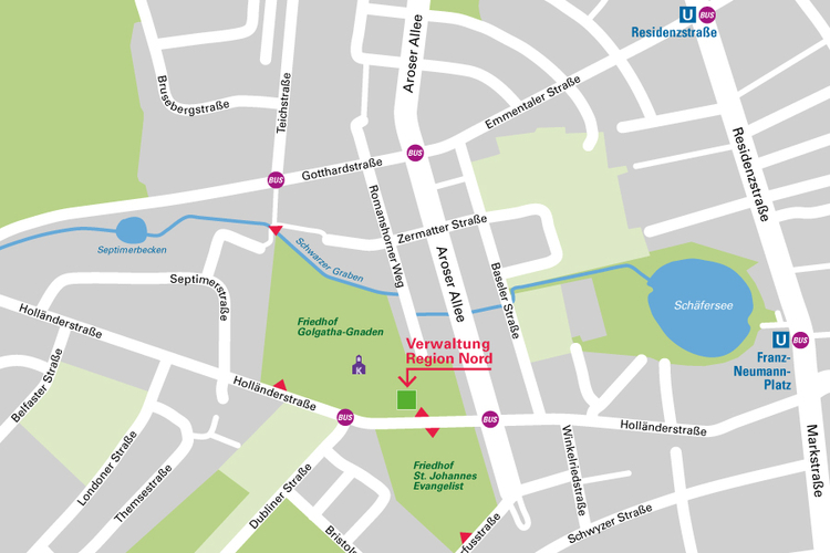 Umgebungsplan Hauptverwaltung Region Nord (© diálogo)